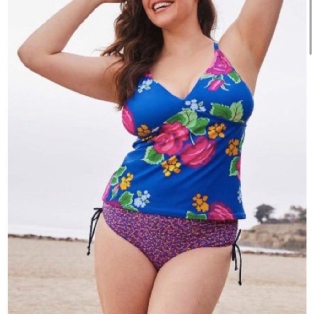 Matilda Jane To The Beach Tankini Swim Top Floral Women’s Size Large